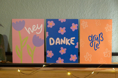 Grußkarten Set "Blumen" (3x A6)