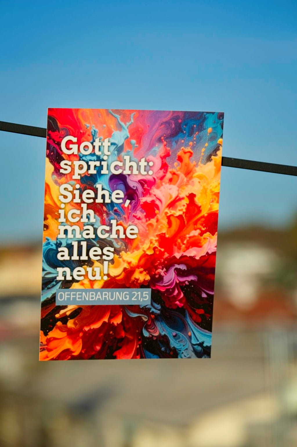 Karte A6 Jahreslosung 2026 - "Siehe, ich mache alles neu" - Farbexplosion