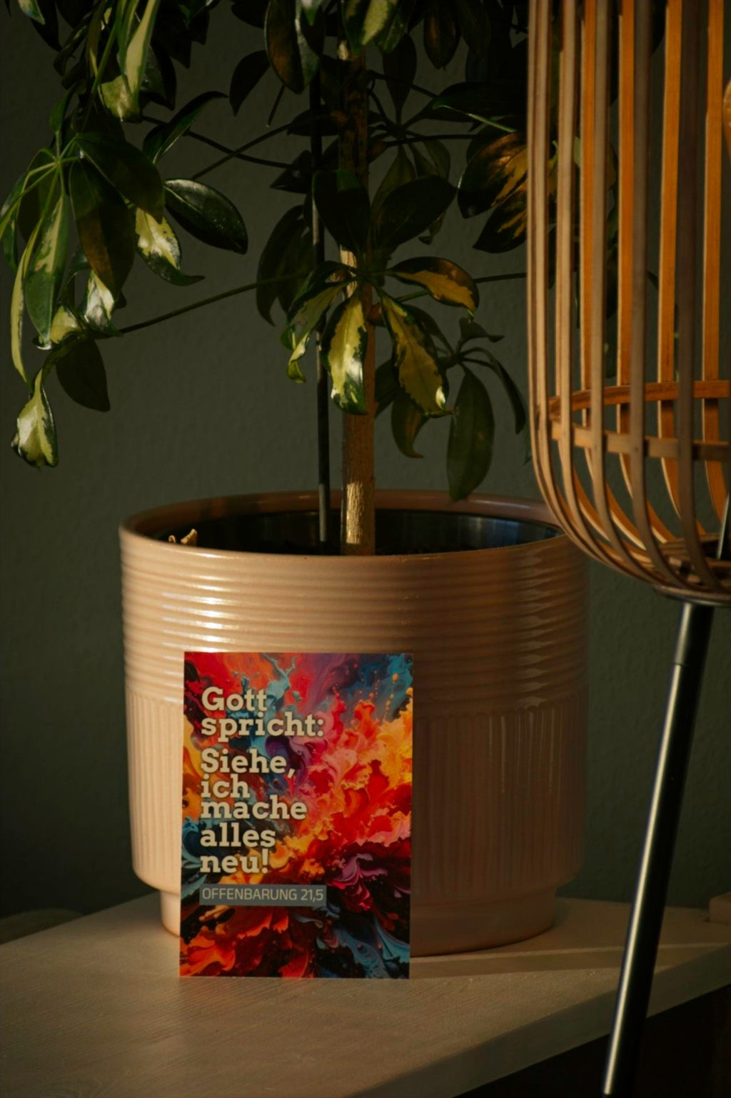 Karte A6 Jahreslosung 2026 - "Siehe, ich mache alles neu" - Farbexplosion