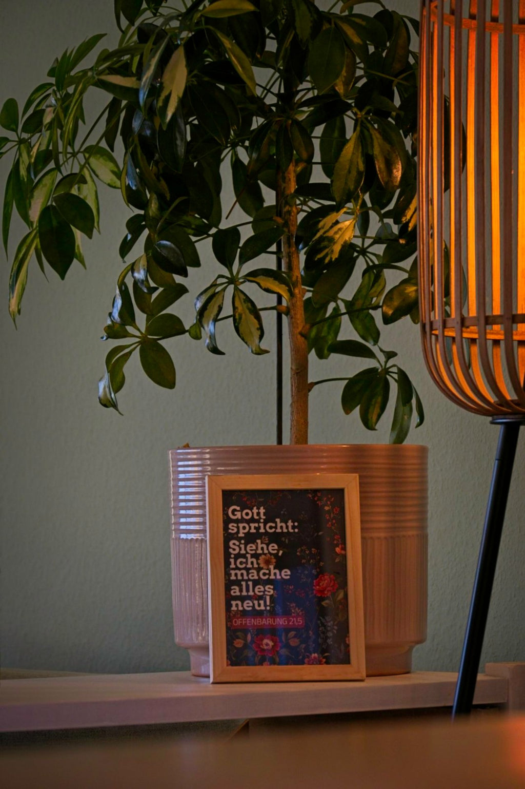 Karte A6 Jahreslosung 2026 - "Siehe, ich mache alles neu" - Florales Muster