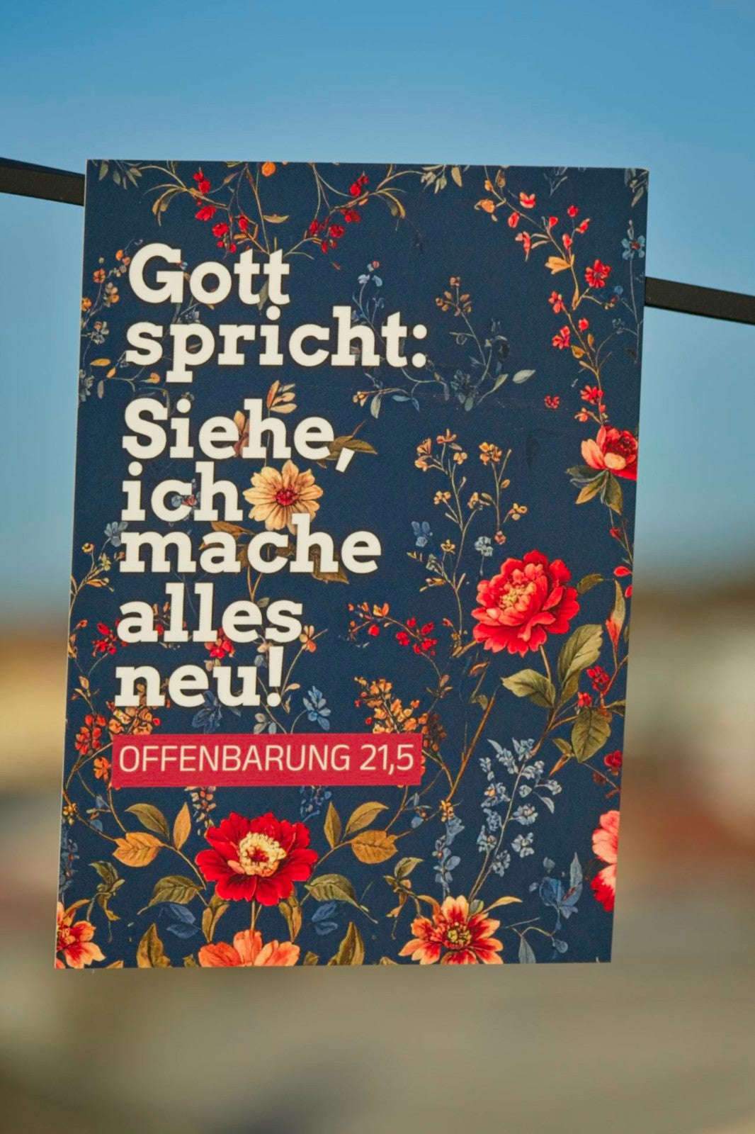 Karte A6 Jahreslosung 2026 - "Siehe, ich mache alles neu" - Florales Muster