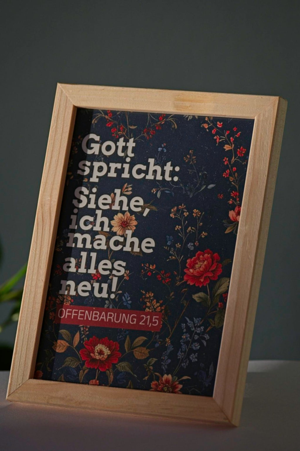 Karte A6 Jahreslosung 2026 - "Siehe, ich mache alles neu" - Florales Muster