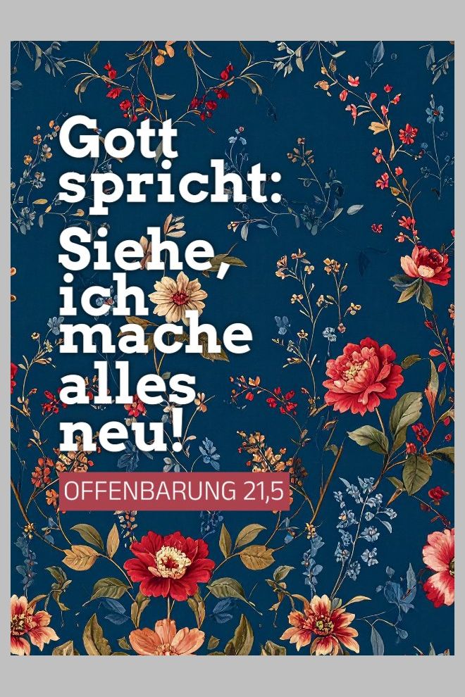 Karte A6 Jahreslosung 2026 - "Siehe, ich mache alles neu" - Florales Muster