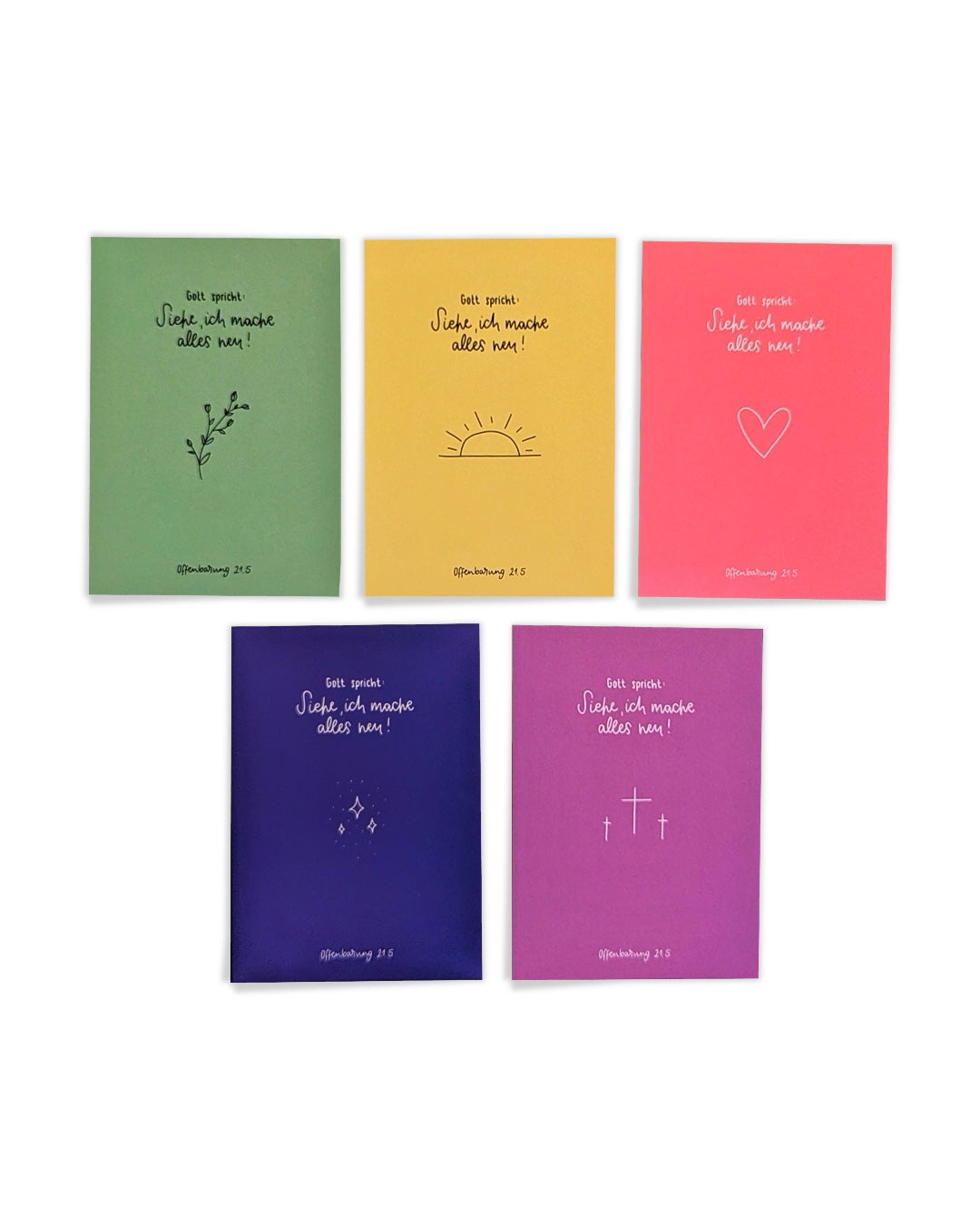 Minikärtchen Set Jahreslosung 2026 "Siehe, ich mache alles neu" (5x A7)